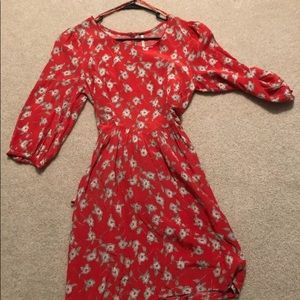 Free People orange floral prairie dress